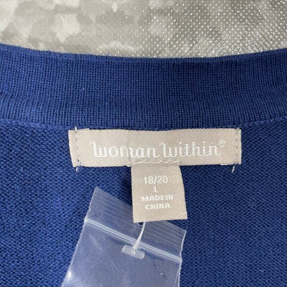 Woman Within NWT Blue Retro Swing Knit Cardigan Sweater - Size 18/20 - Plus Size - Picture 5 of 7